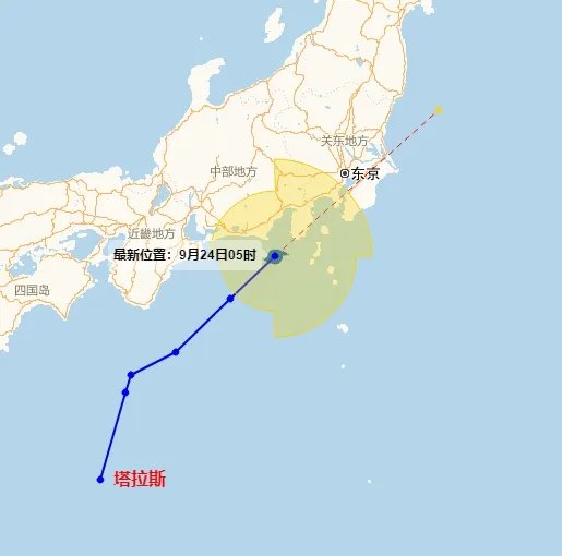 2022年第15号台风塔拉斯路径图 第15号塔拉斯台风动态