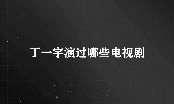 丁一宇演过哪些电视剧