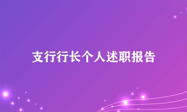 支行行长个人述职报告