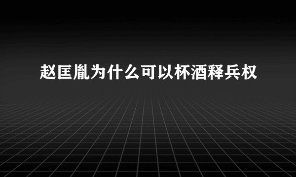 赵匡胤为什么可以杯酒释兵权