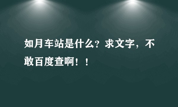如月车站是什么?求文字,不敢百度查啊!!