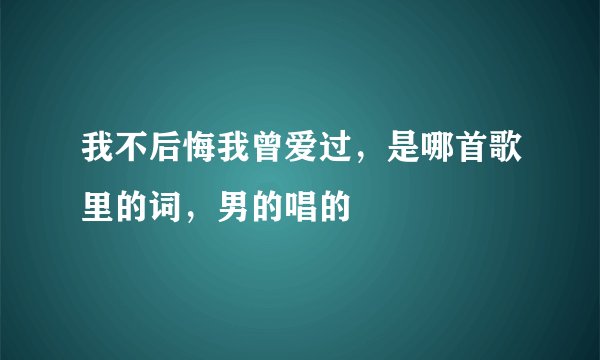 我不后悔我曾爱过，是哪首歌里的词，男的唱的