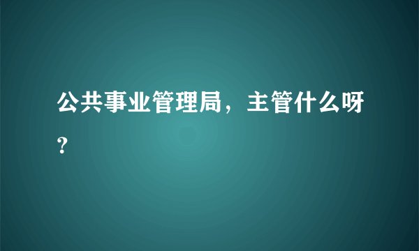 公共事业管理局，主管什么呀？