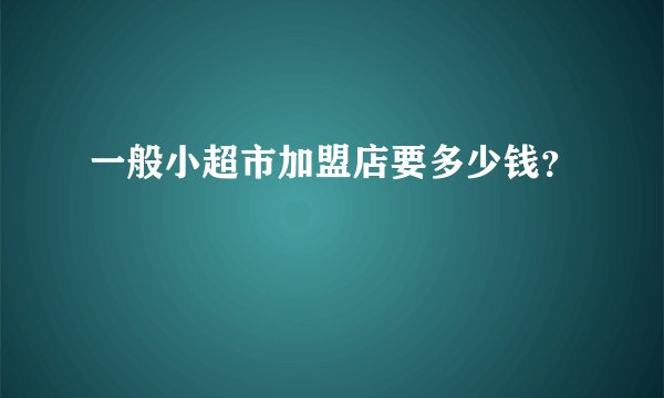 一般小超市加盟店要多少钱？