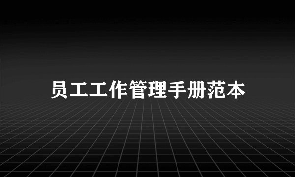 员工工作管理手册范本