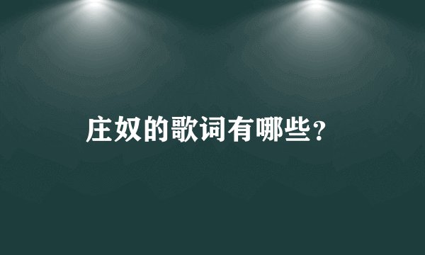 庄奴的歌词有哪些？
