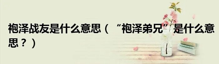 袍泽战友是什么意思(“袍泽弟兄”是什么意思?)