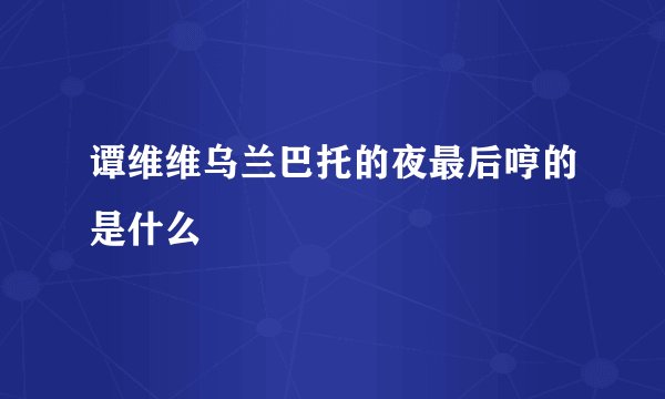 谭维维乌兰巴托的夜最后哼的是什么