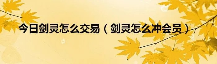今日剑灵怎么交易（剑灵怎么冲会员）