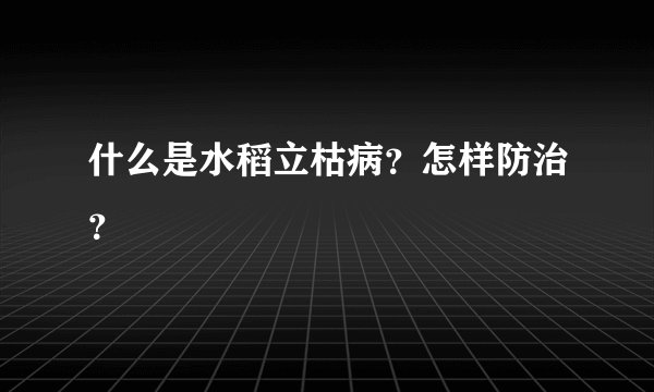 什么是水稻立枯病?怎样防治?
