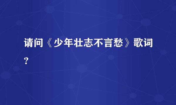 请问《少年壮志不言愁》歌词?