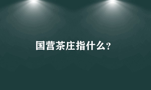 国营茶庄指什么？
