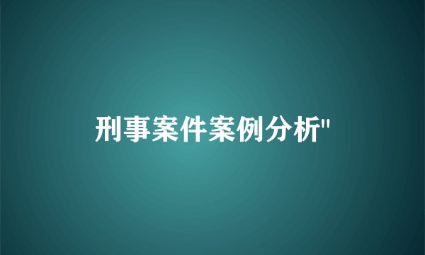 刑事案件案例分析