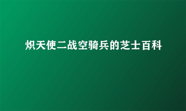 炽天使二战空骑兵的芝士百科