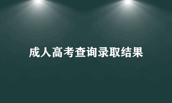 成人高考查询录取结果