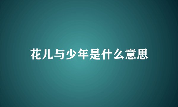 花儿与少年是什么意思