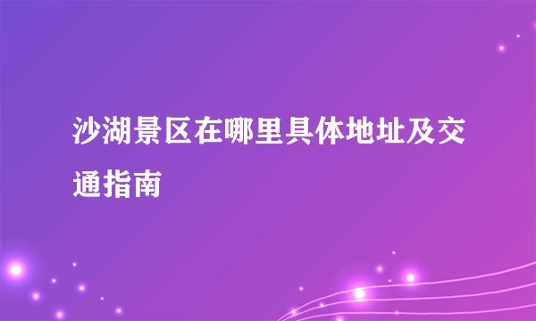沙湖景区在哪里具体地址及交通指南