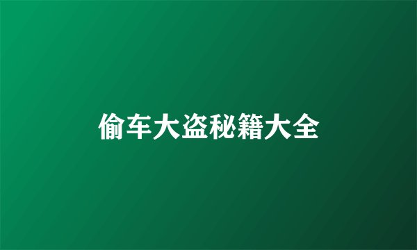 偷车大盗秘籍大全