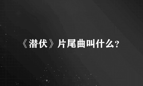 《潜伏》片尾曲叫什么？