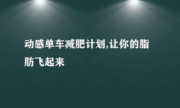 动感单车减肥计划,让你的脂肪飞起来