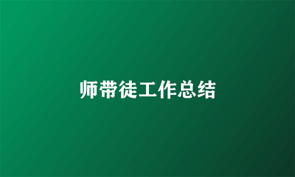 师带徒工作总结
