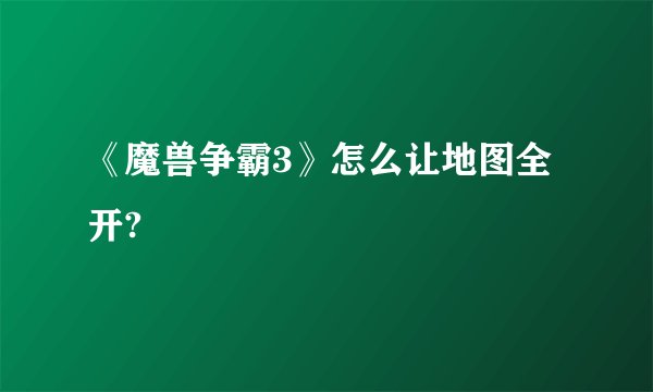 《魔兽争霸3》怎么让地图全开?