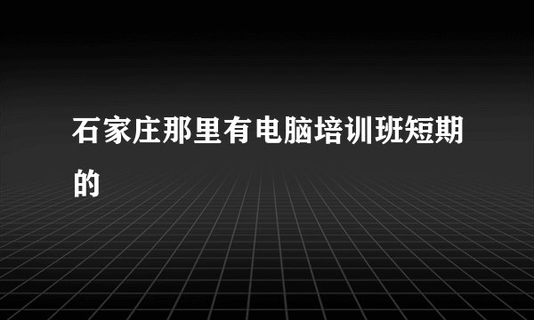 石家庄那里有电脑培训班短期的