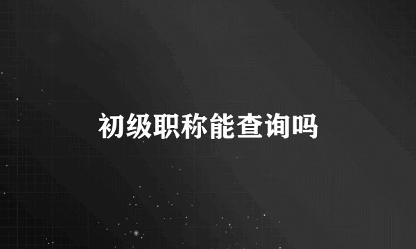 初级职称能查询吗