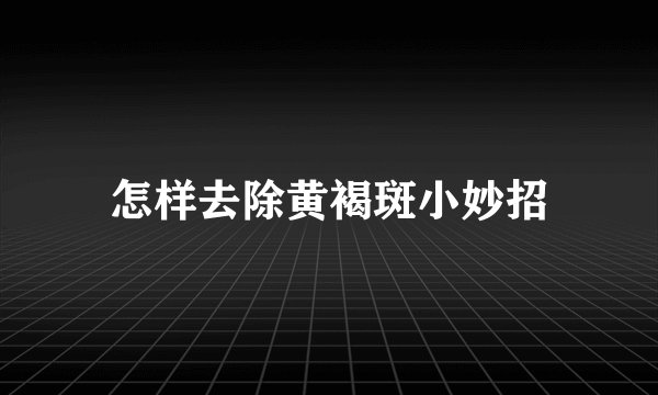 怎样去除黄褐斑小妙招