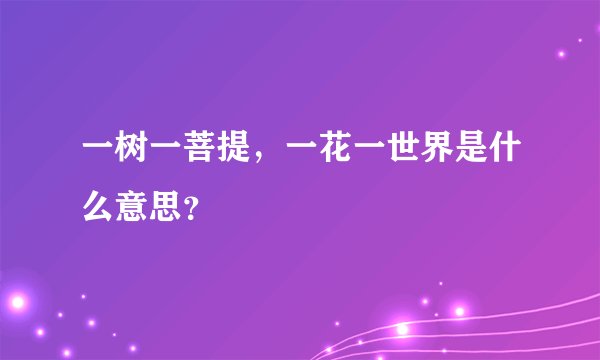一树一菩提，一花一世界是什么意思？