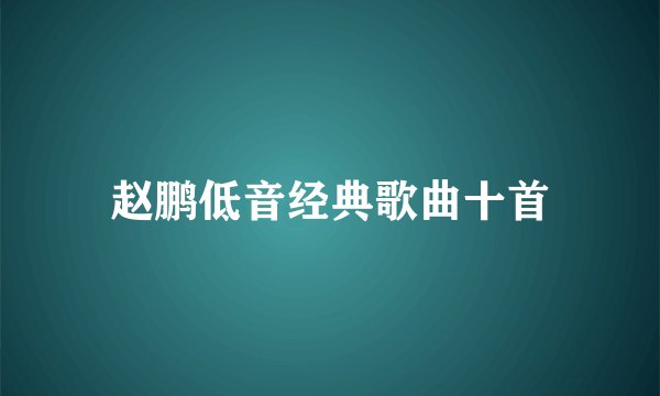 赵鹏低音经典歌曲十首