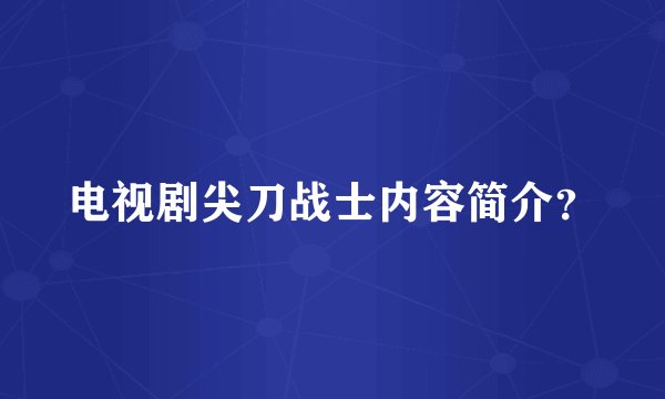 电视剧尖刀战士内容简介？