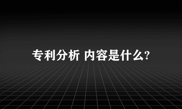 专利分析 内容是什么?