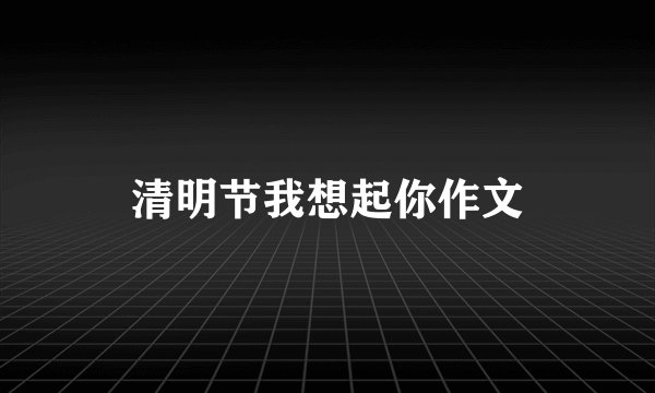清明节我想起你作文