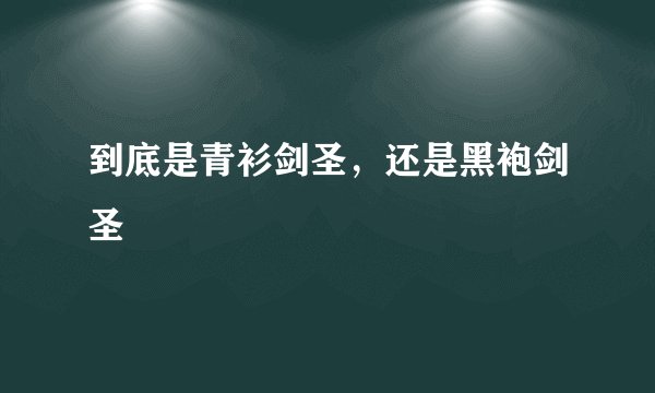 到底是青衫剑圣,还是黑袍剑圣