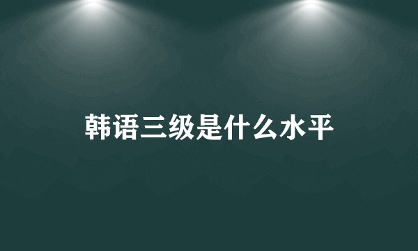 韩语三级是什么水平