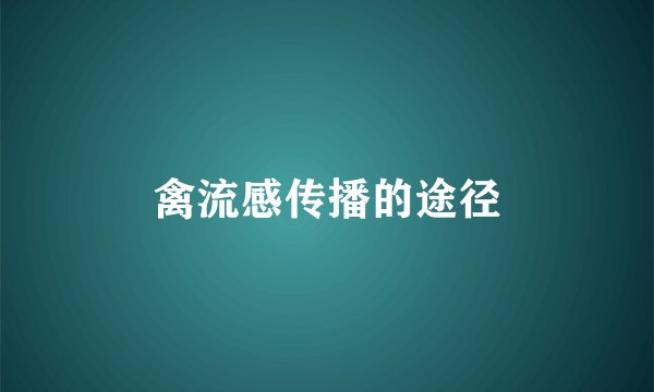 禽流感传播的途径