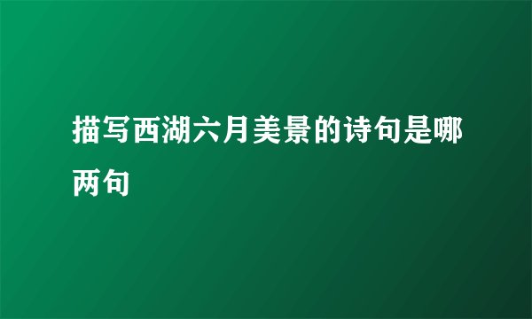 描写西湖六月美景的诗句是哪两句