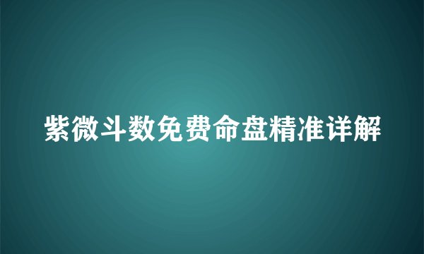 紫微斗数免费命盘精准详解