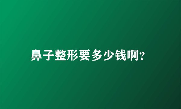 鼻子整形要多少钱啊？