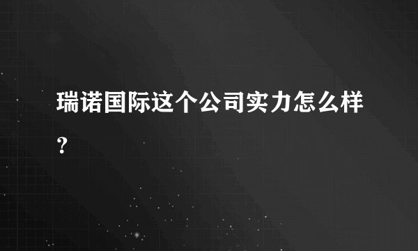 瑞诺国际这个公司实力怎么样？