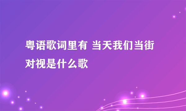 粤语歌词里有 当天我们当街对视是什么歌