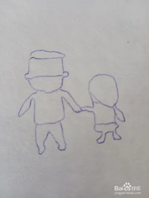 父亲节图片大手牵小手背影简笔画