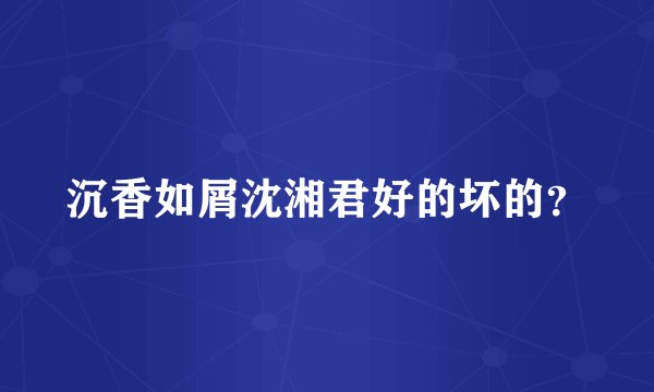 沉香如屑沈湘君好的坏的？