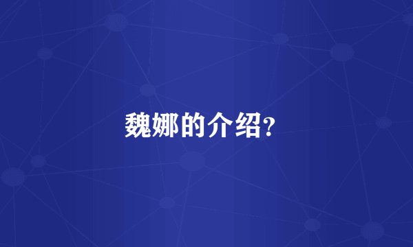 魏娜的介绍？