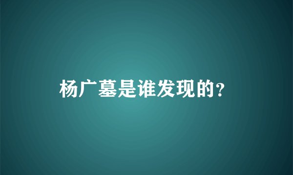 杨广墓是谁发现的？