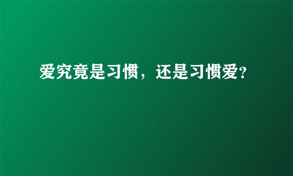 爱究竟是习惯，还是习惯爱？