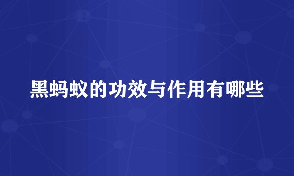 黑蚂蚁的功效与作用有哪些