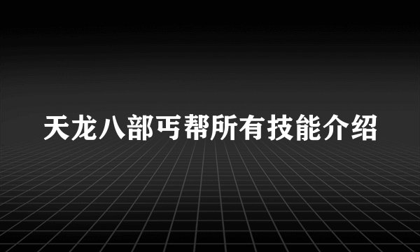 天龙八部丐帮所有技能介绍