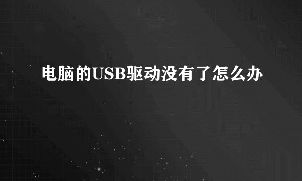 电脑的USB驱动没有了怎么办